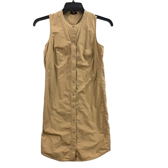J Crew Collection Womens Shirt Dress Button Down Khaki 100% Cotton Sz XXS Brown - Picture 1 of 14